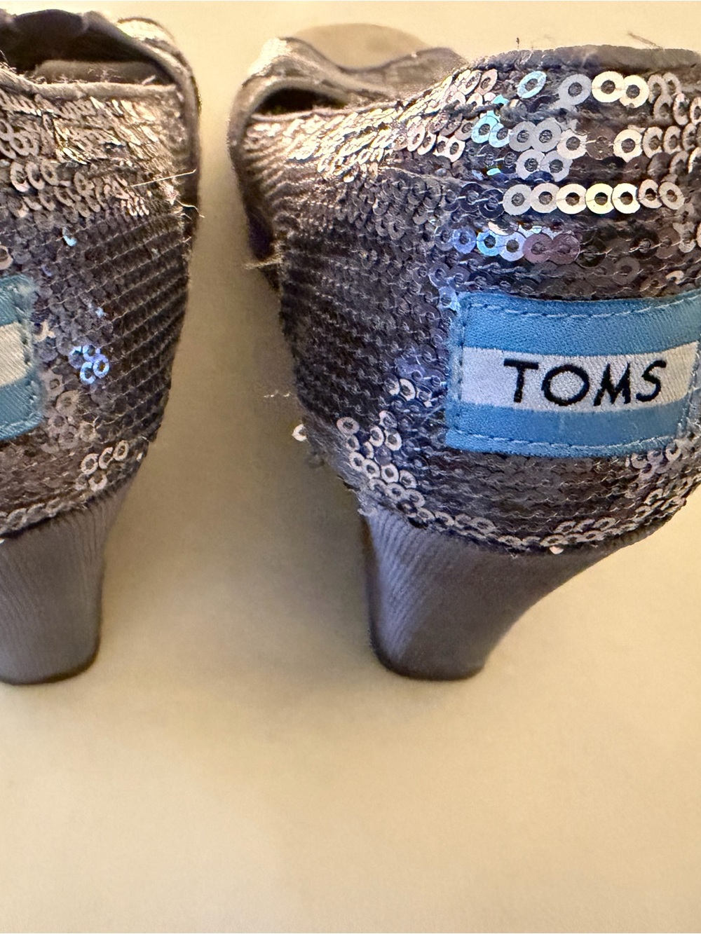 Toms Women's Sequin Slip-On Flats in Silver Gray - Picture 2 of 10